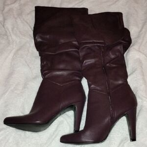 Cathy Jean Purple Women's Mid Calf Boot Heels